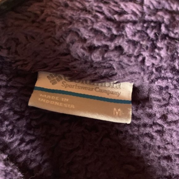 Columbia Sherpa Jacket Womens Medium Purple Gray Stretch Mock Neck Full Zip 8033 - Picture 2 of 7